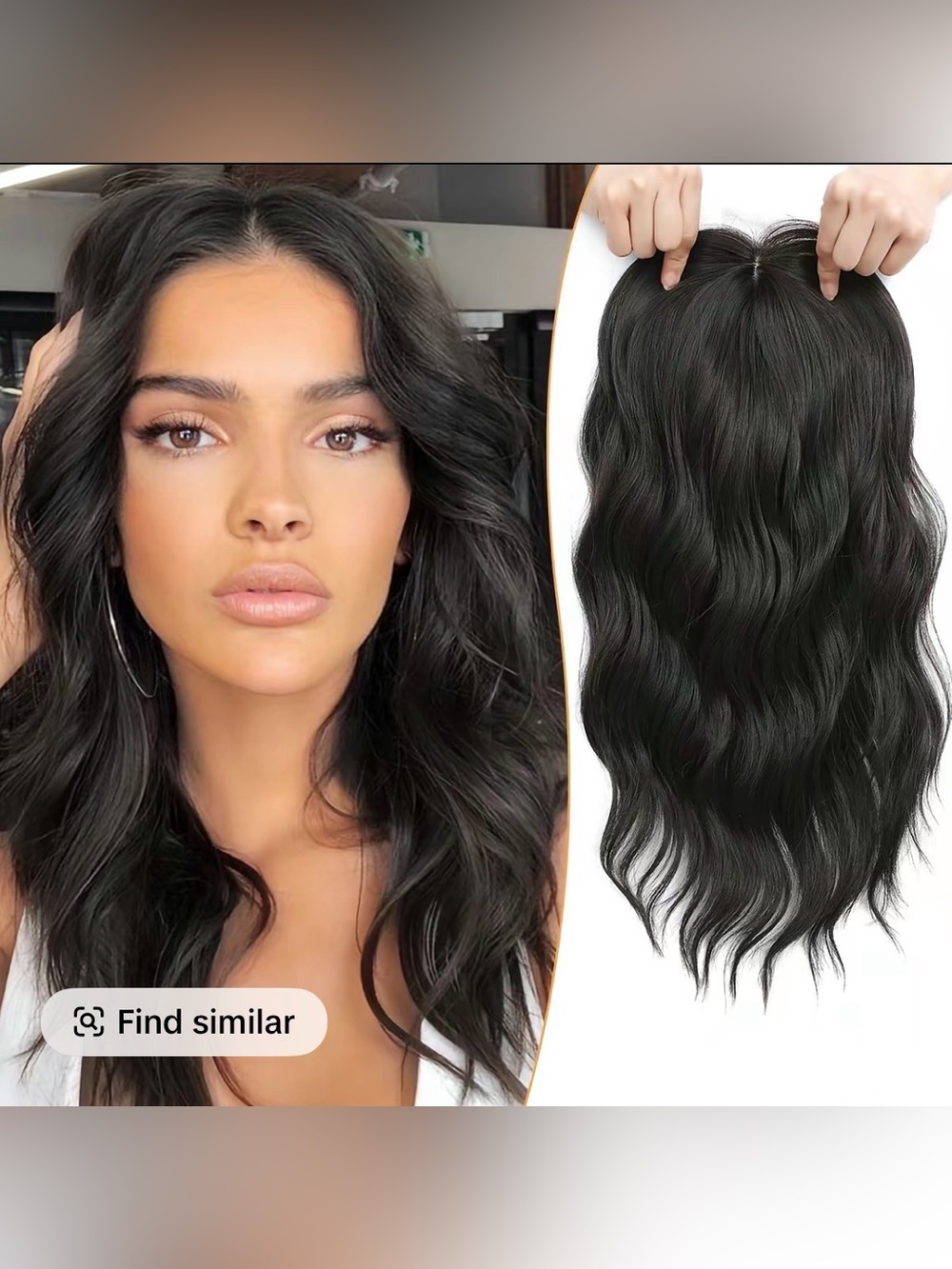 PANEWAY Hair Topper 16” Synthetic Wavy, Clip in, Dark Brown NWT